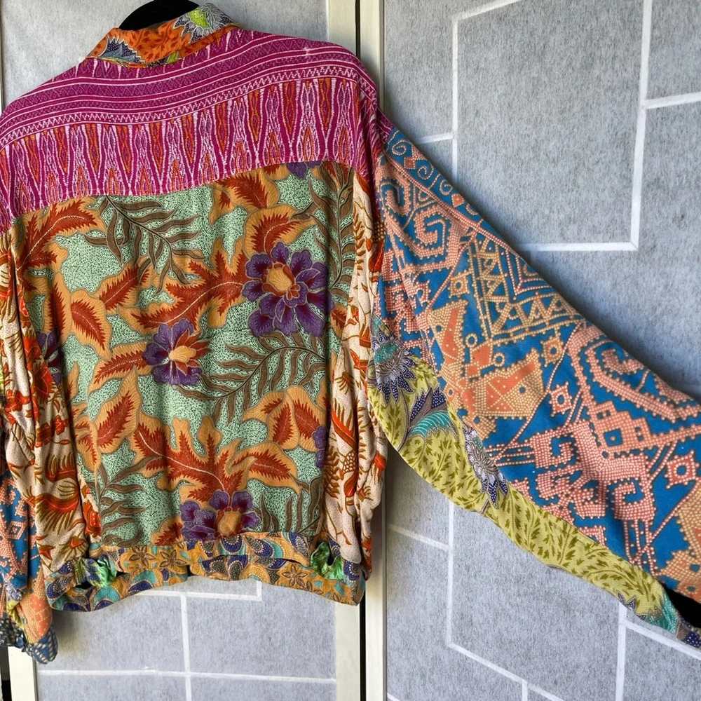 Vintage Rayon Patchwork Hippie Jacket☮️ - Picture 7 of 8